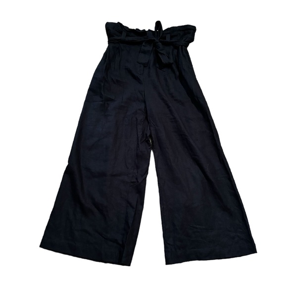 Who What Wear Black Linen Blend Paper Bag Waist Belted Pant Size 10 - Picture 3 of 5